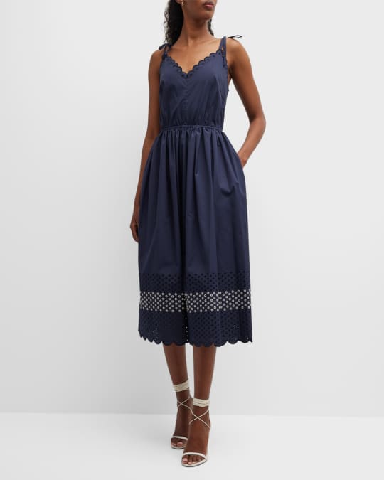 Scalloped eyelet midi dress 2025