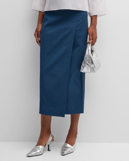 Blue Patchwork Faille Wrap Skirt main image 0