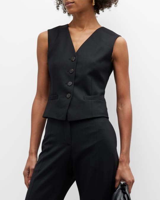 Theory Wool Flannel Tailored Vest | Neiman Marcus