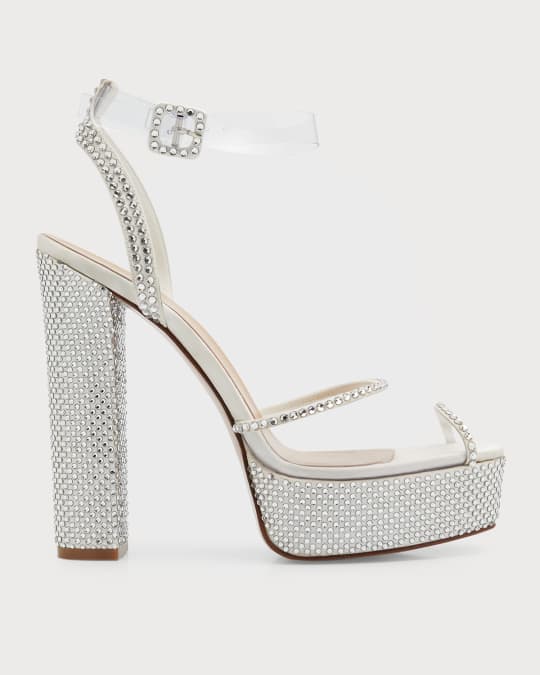 Andrea Wazen Antigone Platform PVC Glitz Ankle-Strap Sandals