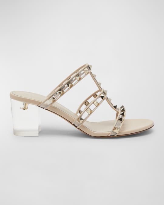 Valentino Garavani Rockstud Clear Heel Slide Sandals Neiman Marcus