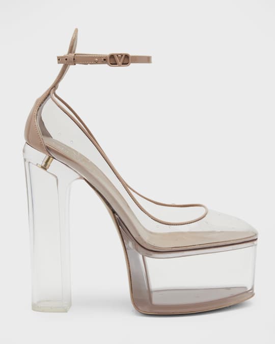 Valentino Flats Valentino Clear Ankle Strap Sandal Rockstud Flat