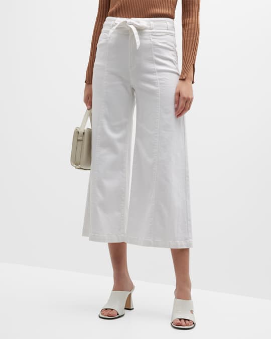 PAIGE Frankie Wide-Leg Belted Ankle Jeans | Neiman Marcus
