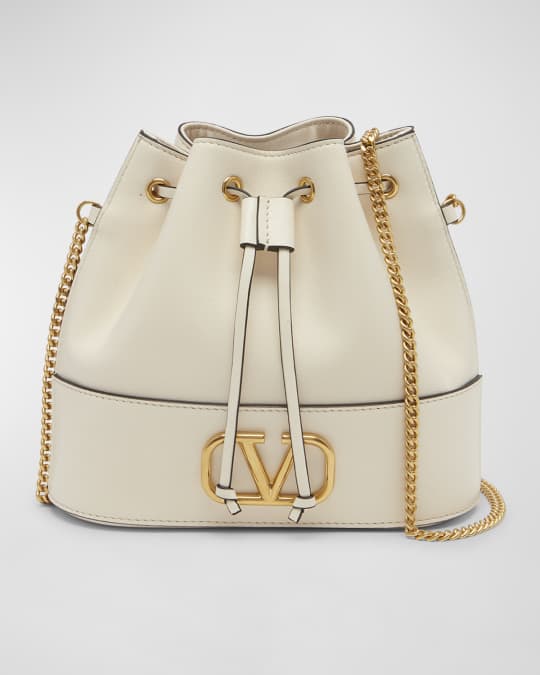 Valentino Garavani VLOGO Chain Leather Bucket Bag | Neiman Marcus