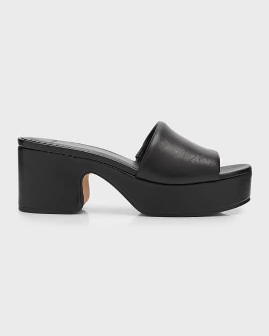 Vince Margo Leather Block-Heel Slide Sandals | Neiman Marcus