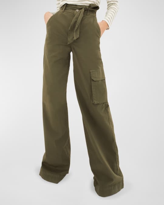 Makenzie Olive Green Wide-Leg Cropped Pants