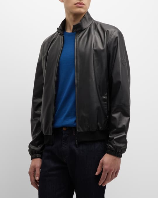 Giorgio Armani Men's Lambskin Leather Jacket | Neiman Marcus