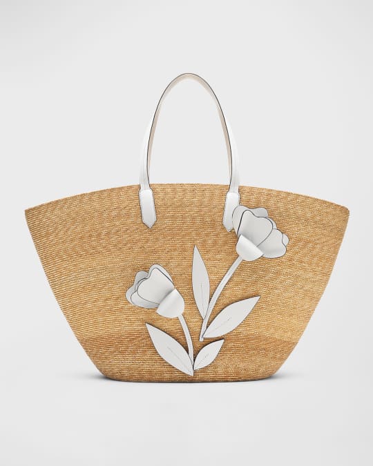 Oscar de la Renta Large Tulip Straw Tote Bag Neiman Marcus