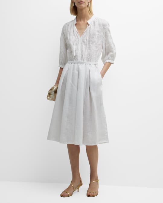 slim fit dress slacks Maxi linen dress AGRA in White main image 0