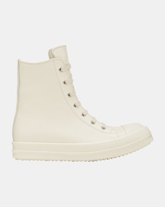 Rick Owens Scarpe In Pelle High Top Leather Sneaker | Neiman