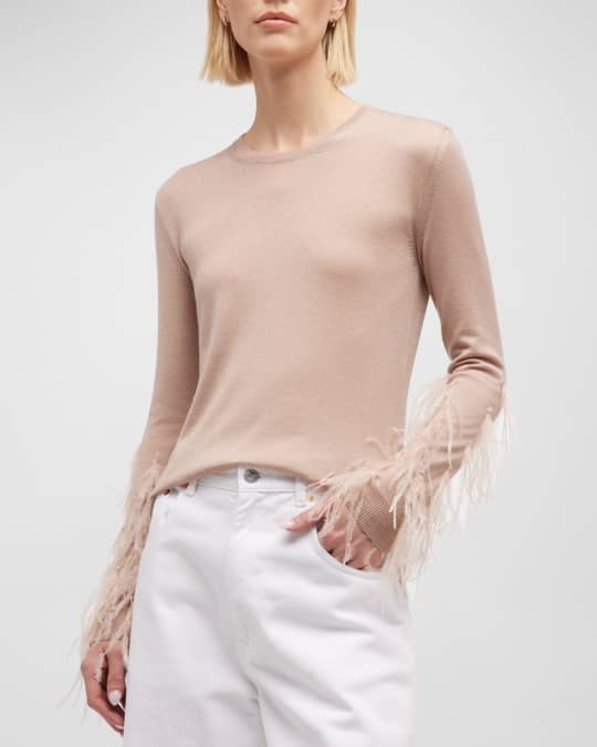 Feather sleeve sweater on sale