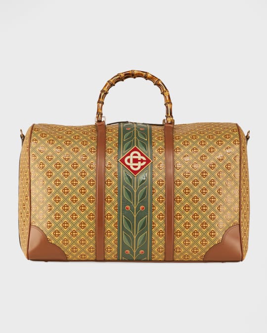 Monogrammed leather weekender bag best sale