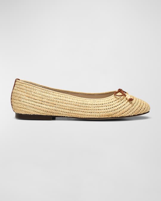 Joie Aimee Woven Raffia Ballerina Flats | Neiman Marcus