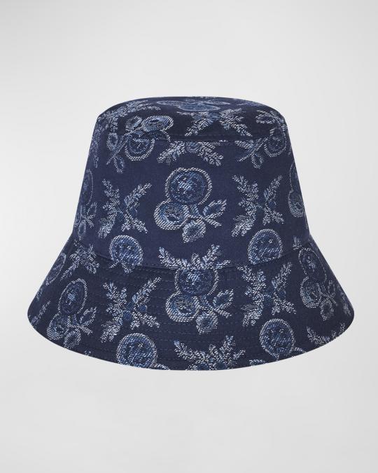 Etro Cotton Blend Paisley Floppy Hat ETRO purple cotton blend paisley print beige raffia jute  main image 3