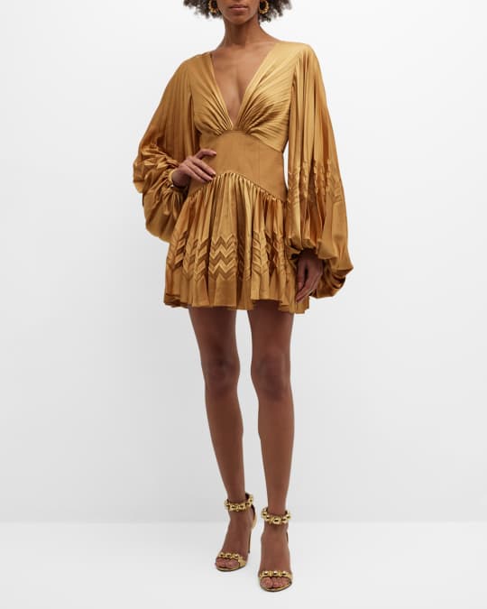 Acler Marion Pleated Chevron Mini Dress | Neiman Marcus