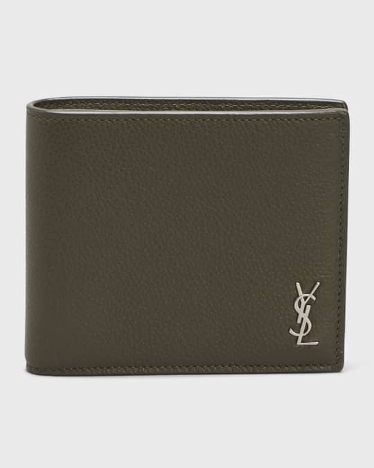 Saint Laurent Men s Monogram Plaque Leather Bifold Wallet Neiman Marcus