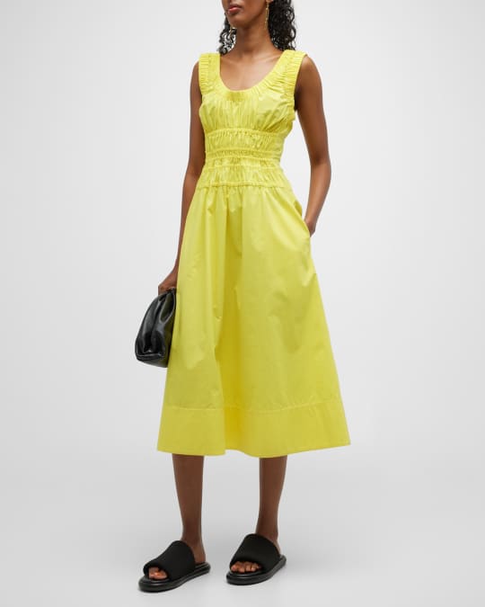 Proenza Schouler White Label Gathered Midi Dress | Neiman Marcus