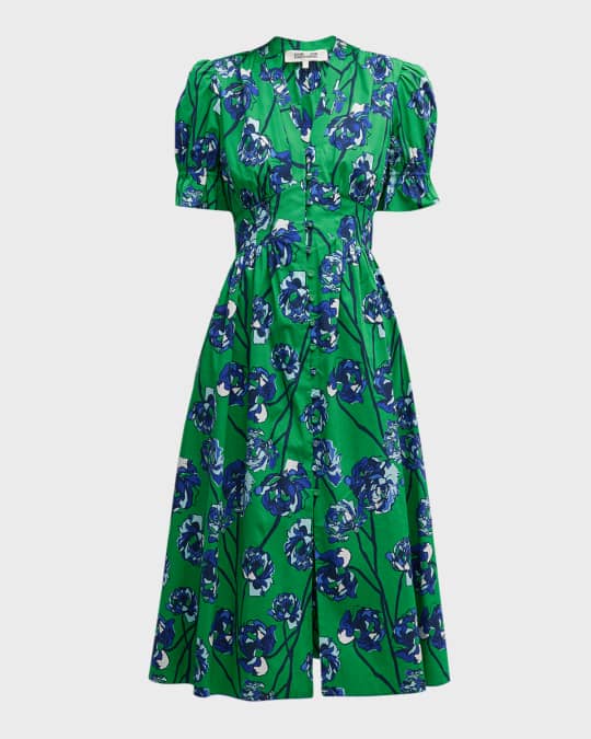 Diane von Furstenberg Erica Floral-Print Poplin Midi Dress