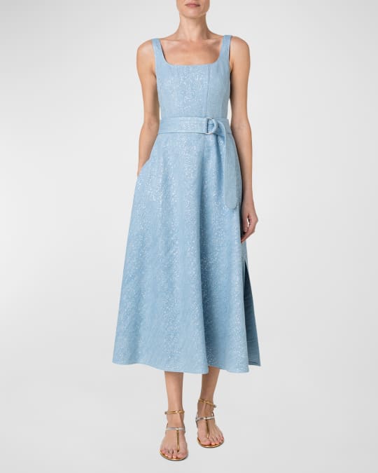 Akris punto Denim Corset Midi Dress with Silver Sprinkle Details | Neiman  Marcus