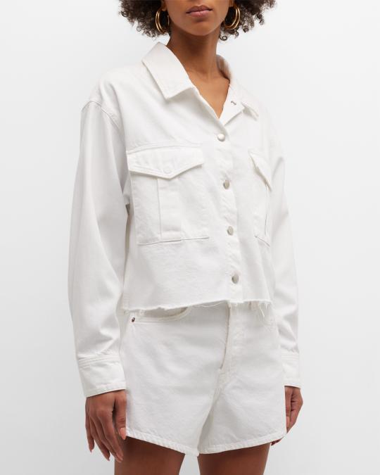 AGOLDE Nyx Cropped Denim Shirt | Neiman Marcus