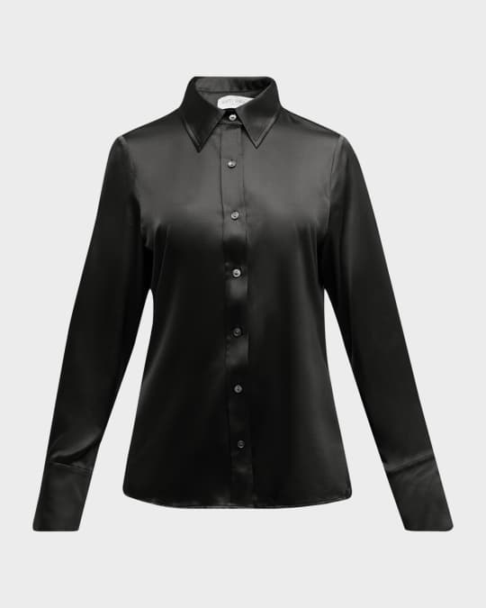 Ramy Brook Victoria Stretch Silk Button-Front Top | Neiman Marcus