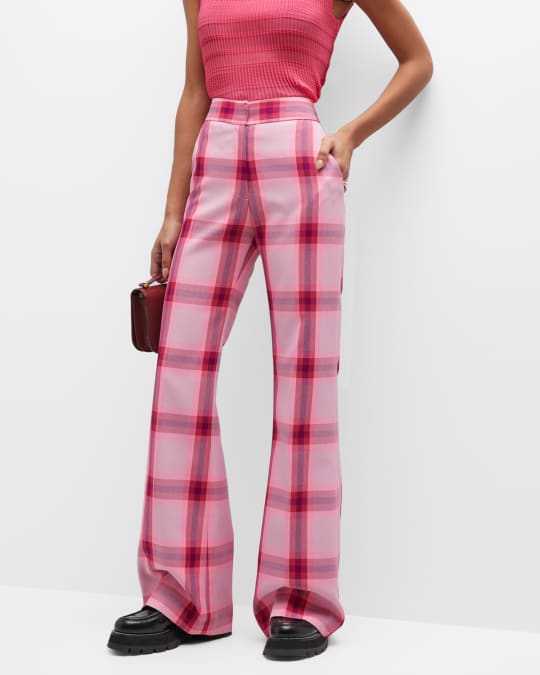 Smythe Plaid Wide-Leg Trousers Neiman Marcus