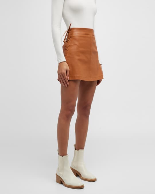 Derek Lam 10 Crosby Gina Lace-Up Leather Mini Skirt | Neiman Marcus