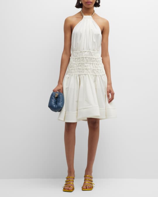 Proenza Schouler Ruched Halter Dress with Chain Collar | Neiman Marcus