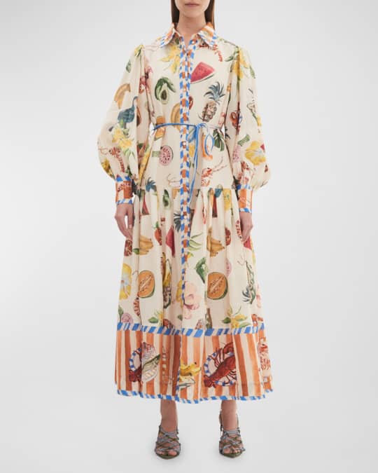 alemais theo midi dress Alemais Theo Linen Midi Puff Sleeve Dress
