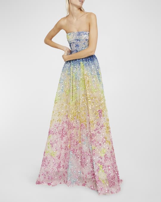 Georges Hobeika Strapless Degrade Beaded Tulle Gown Neiman Marcus