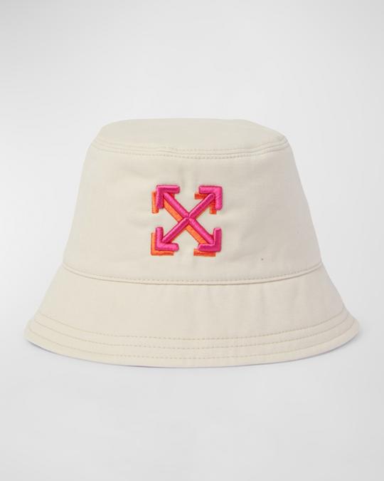 Off-White Embroidered Two-Tone Arrow Bucket Hat | Neiman Marcus