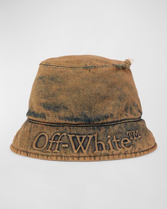 Off-White デニム バケットハット Off-White Laundry Distressed Denim Logo Bucket Hat | Neiman Marcus