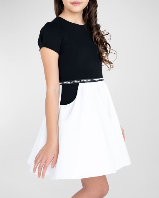 Girl's Pearl Belt A-Line Dress, Size 8-16