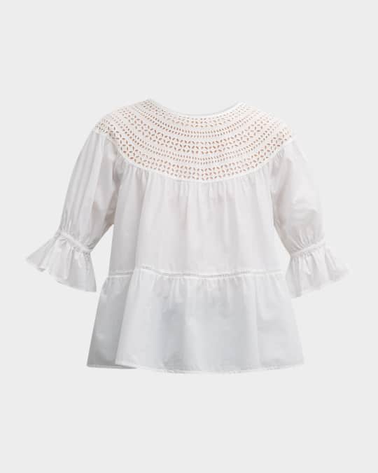 Merlette Sol Puff-Sleeve Eyelet Top | Neiman Marcus
