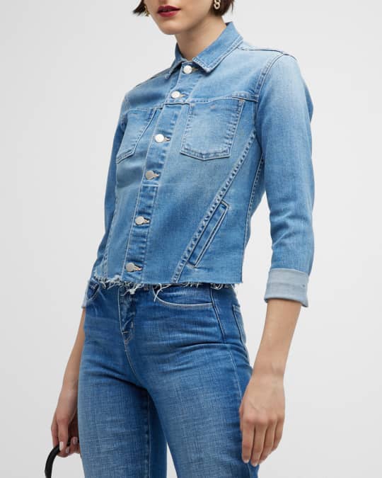 L'Agence Janelle CutOff Denim Jacket Neiman Marcus