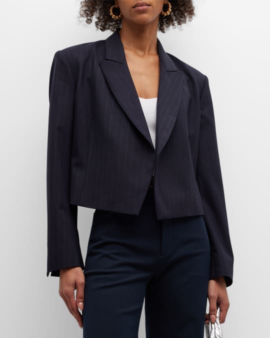 FRAME Clean Cropped Pinstripe Blazer Neiman Marcus