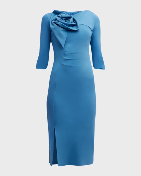 Chiara Boni La Petite Robe Verbena 3/4-Sleeve Flower Midi Dress