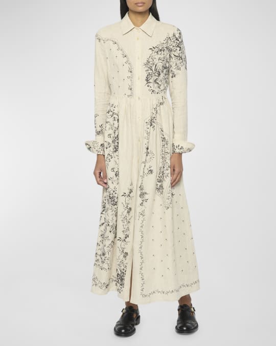 Printed Long Sleeve Shirtdress