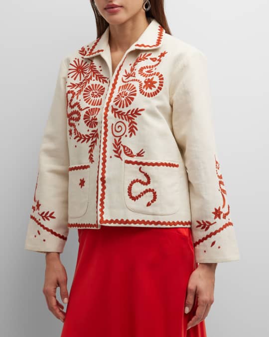 Snake embroidered jacket top