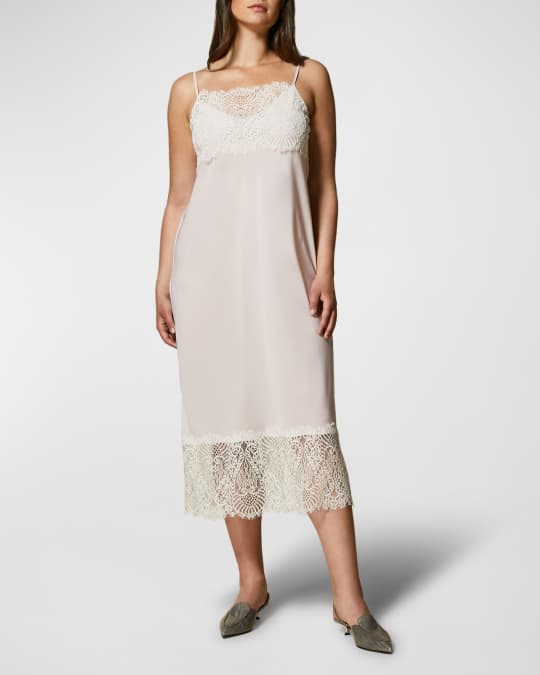 Marina Rinaldi Queen Lace-Trim Slip Dress | Neiman Marcus
