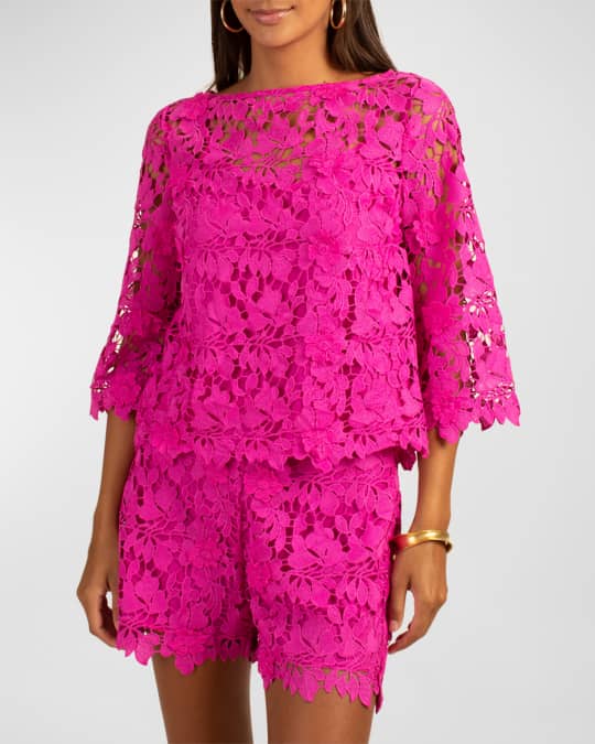 Sun Bateau-Neck Lace Top