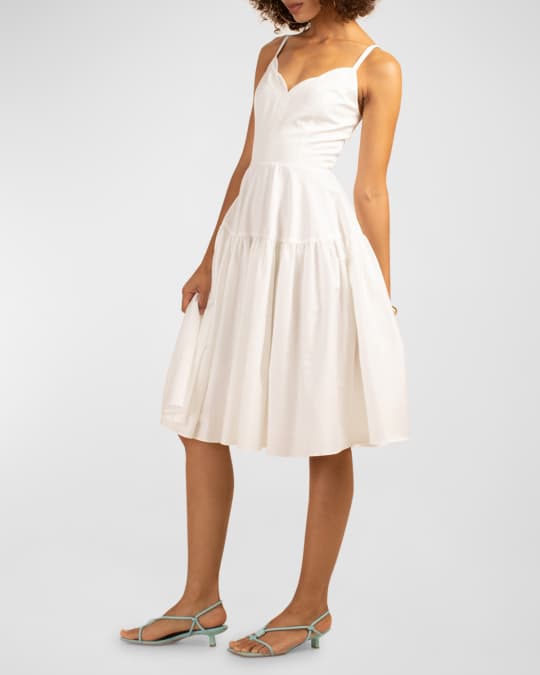 Trina Turk Bask Sleeveless Ruched A Line Midi Dress Neiman Marcus