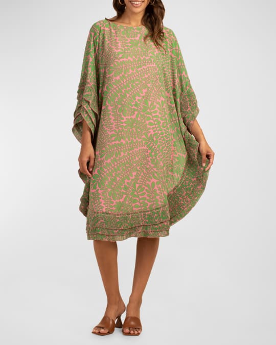 Trina Turk Lucienne Botanical Print Silk Midi Dress Neiman Marcus