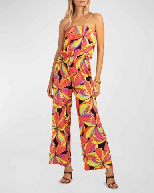 Trina Turk Time Out 2 Strapless Abstract Print Jumpsuit Neiman Marcus