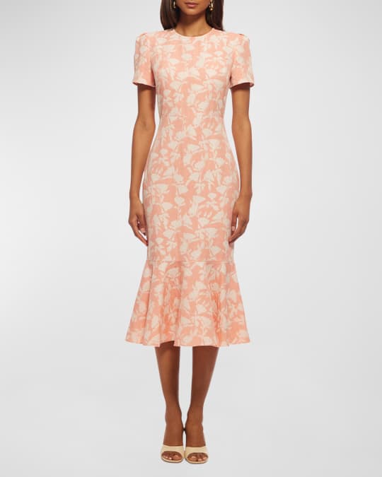 Shoshanna Floral Jacquard Mermaid Midi Dress | Neiman Marcus