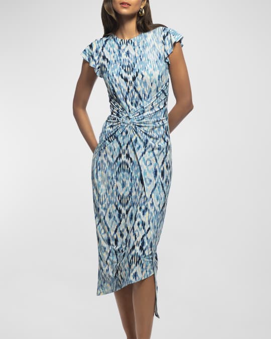 Shoshanna Quinn Asymmetric Ikat Print Midi Dress Neiman Marcus