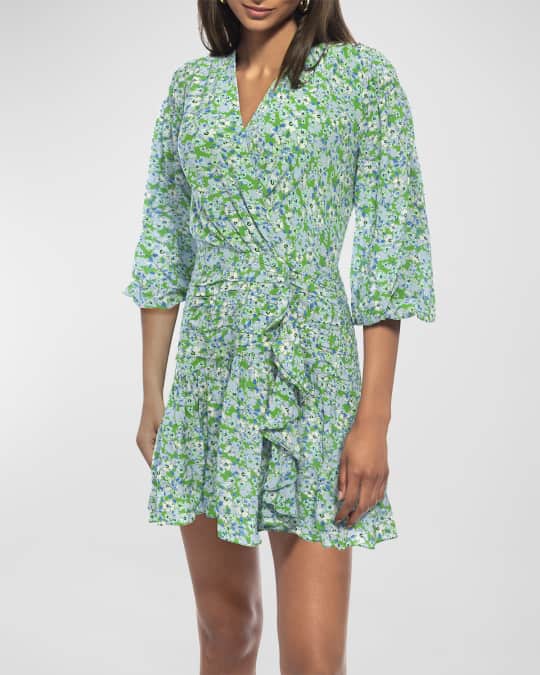 Shoshanna Nicola Floral Print Ruffle Mini Dress Neiman Marcus