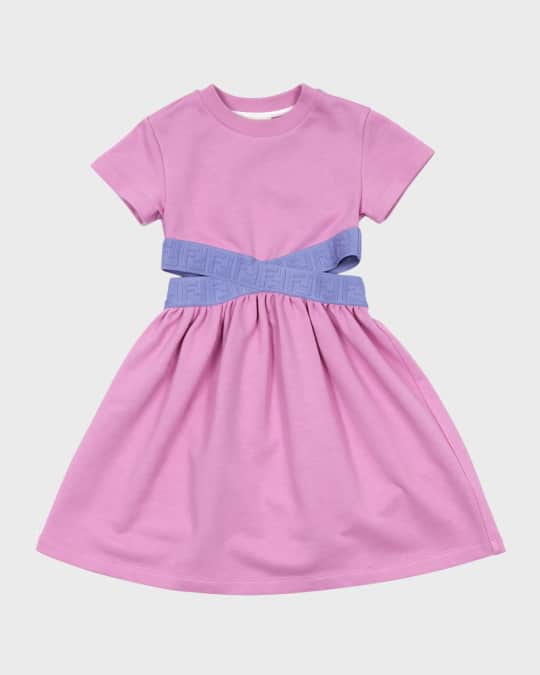 Fendi Girl's Monogram Trim Dress, Size 4-14 | Neiman Marcus