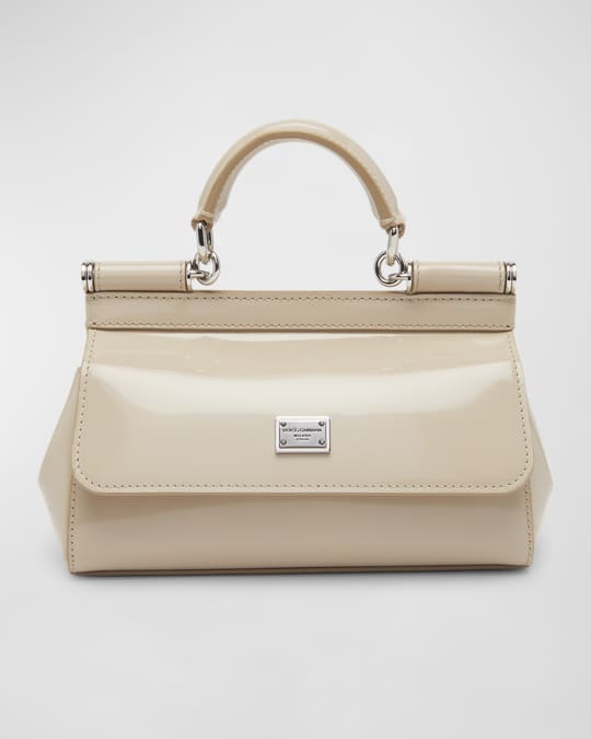Buy Dolce & Gabbana Sicily Small Patent-leather Handbag - Beige At 30% Off