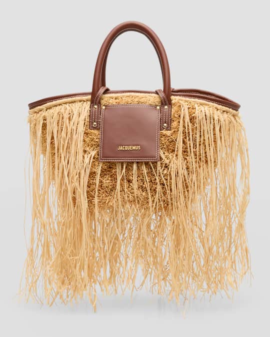 Le Panier Soli Fringe Raffia Top Handle Bag
